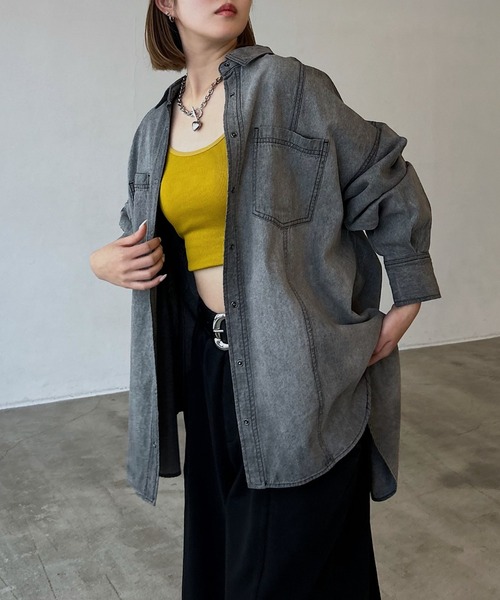 PAGEBOY（ページボーイ）の「ウエストベルトデニムシャツ（シャツ/ブラウス・レディース・ブラック/ブルー/インディゴブルー・FREE）」の7枚目の写真