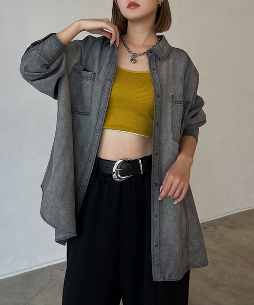 PAGEBOY（ページボーイ）の「ウエストベルトデニムシャツ（シャツ/ブラウス・レディース・ブラック/ブルー/インディゴブルー・FREE）」の8枚目の写真