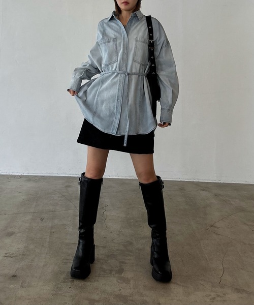 PAGEBOY（ページボーイ）の「ウエストベルトデニムシャツ（シャツ/ブラウス・レディース・ブラック/ブルー/インディゴブルー・FREE）」の19枚目の写真