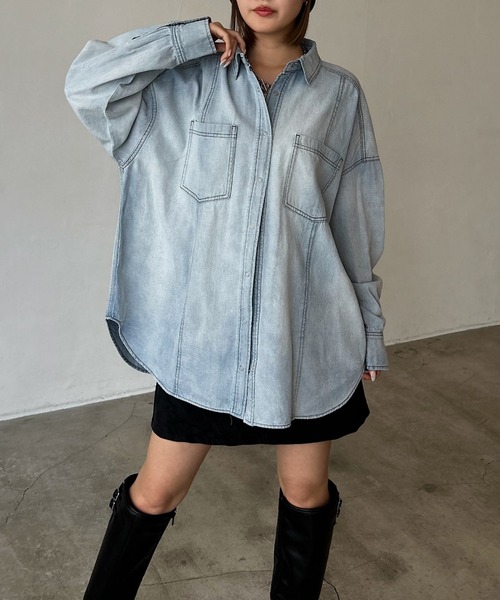 PAGEBOY（ページボーイ）の「ウエストベルトデニムシャツ（シャツ/ブラウス・レディース・ブラック/ブルー/インディゴブルー・FREE）」の22枚目の写真