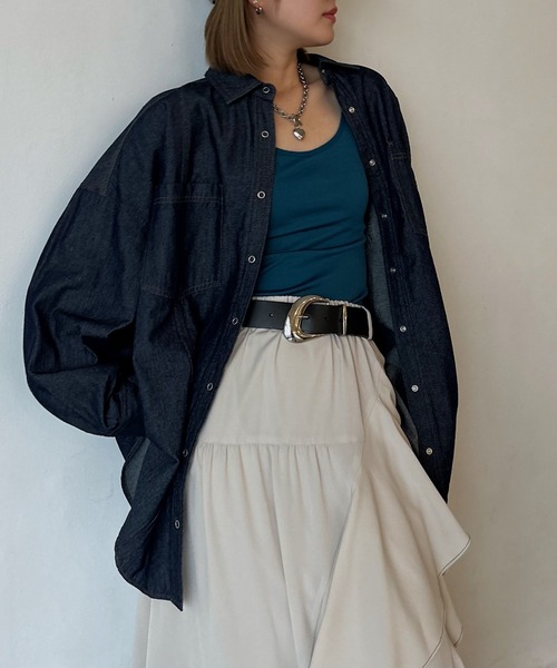 PAGEBOY（ページボーイ）の「ウエストベルトデニムシャツ（シャツ/ブラウス・レディース・ブラック/ブルー/インディゴブルー・FREE）」の15枚目の写真
