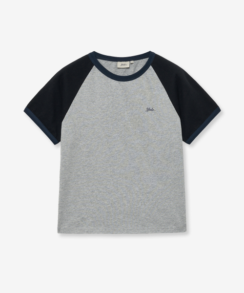 YALE(イェール)の「ウィメンズクロップラグランリンガーTシャツ_グレー(Tシャツ/カットソー・レディース・その他・SMALL/MEDIUM)」の1枚目の写真