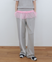 LACE JERSEY TRAINING PANTS_GREY