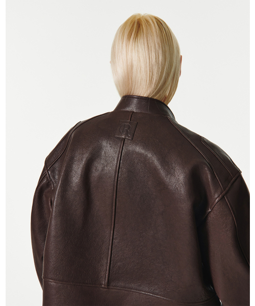 CURRENT（カレント）の「LAMB SKIN OVERSIZED BIKER JACKET [BROWN]（ライダースジャケット・レディース・その他・FREE）」の3枚目の写真