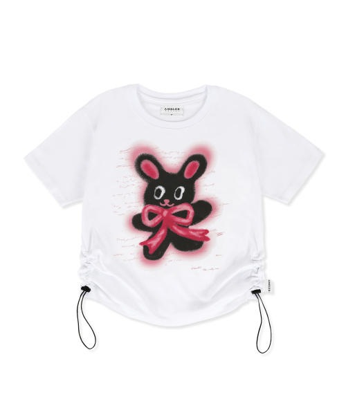 ambler(エムブラー)の「リボン付きウサギグラフィックストリングクロップ半袖Tシャツ ACR602 (ホワイト)(Tシャツ/カットソー・レディース・その他・FREE)」の2枚目の写真