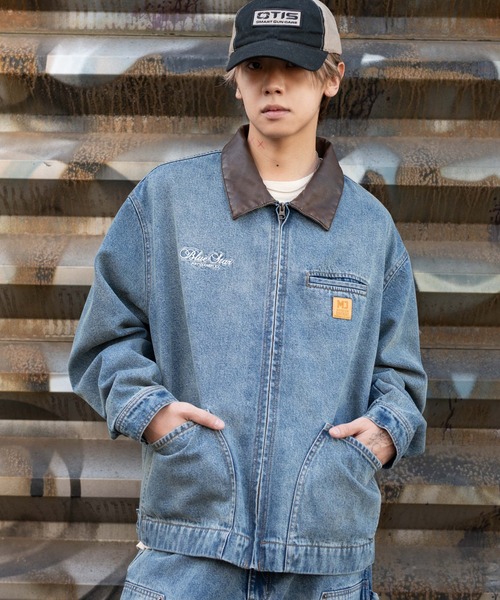 WEGO（ウィゴー）の「WEGO/【26年春新作】ワーカーズZIPデニムジャケット（デニムジャケット・メンズ・ブラック系3/コバルトブルー・MEDIUM/LARGE）」の4枚目の写真