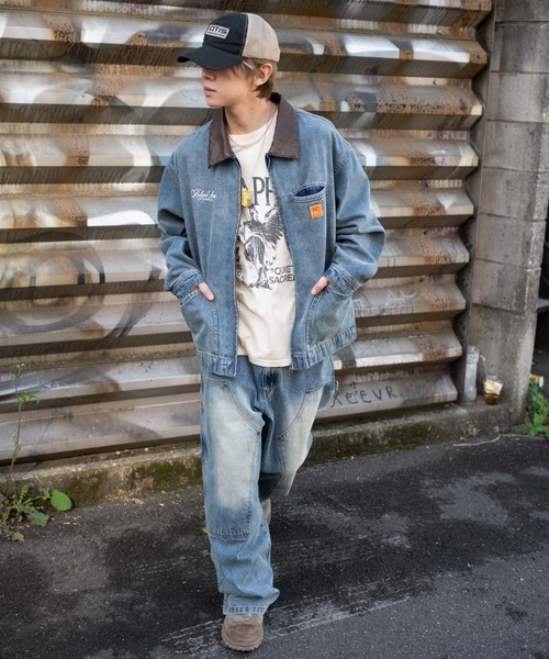 WEGO（ウィゴー）の「WEGO/【26年春新作】ワーカーズZIPデニムジャケット（デニムジャケット・メンズ・ブラック系3/コバルトブルー・MEDIUM/LARGE）」の10枚目の写真