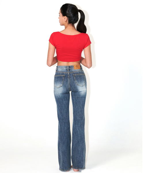 A.R.U(エイアールユー)の「WASHING BOOTS CUT JEANS(デニムパンツ・レディース・インディゴブルー・SMALL/MEDIUM/LARGE)」の3枚目の写真