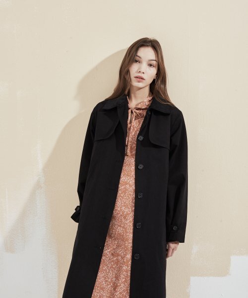 manavis7(マナビスセブン)の「Corduroy Point Trench Coat Black(トレンチコート・レディース・ブラック・FREE)」の1枚目の写真