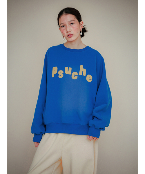 PSUCHE(プシュケ)の「LOGO OVERFIT SWEATSHIRT_SEA BLUE(スウェット・レディース・その他・MEDIUM/LARGE)」の1枚目の写真