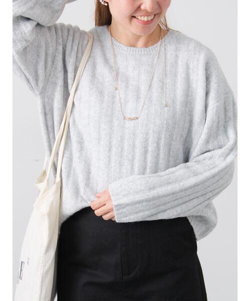 Lugnoncure（ルノンキュール）の「ラメ混ワイドリブニット（ニット/セーター・レディース・サックスブルー/グレー/ベージュ・F）」の2枚目の写真