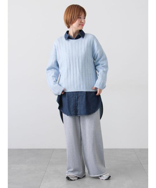 Lugnoncure（ルノンキュール）の「ラメ混ワイドリブニット（ニット/セーター・レディース・サックスブルー/グレー/ベージュ/イエロー・F）」の5枚目の写真