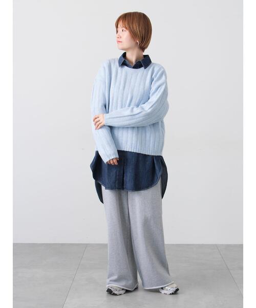 Lugnoncure（ルノンキュール）の「ラメ混ワイドリブニット（ニット/セーター・レディース・サックスブルー/グレー/ベージュ/イエロー・F）」の6枚目の写真