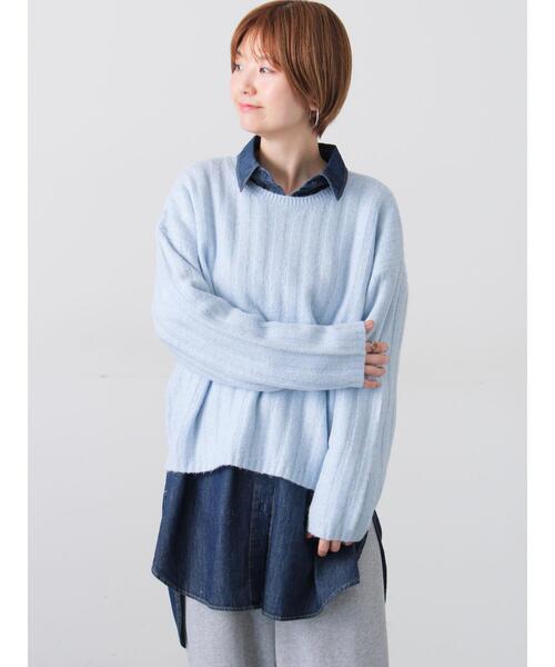 Lugnoncure（ルノンキュール）の「ラメ混ワイドリブニット（ニット/セーター・レディース・サックスブルー/グレー/ベージュ/イエロー・F）」の7枚目の写真