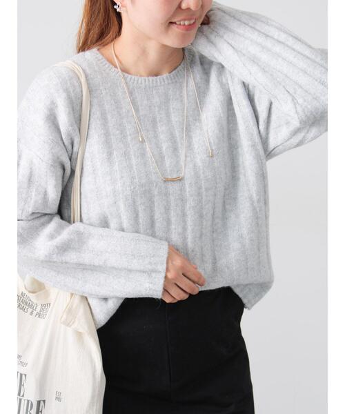 Lugnoncure（ルノンキュール）の「ラメ混ワイドリブニット（ニット/セーター・レディース・サックスブルー/グレー/ベージュ/イエロー・F）」の10枚目の写真