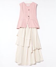 LAGUNAMOON（ラグナムーン）の「ティアードスカートドッキングベストワンピース【セットアップ対応】【夏服】【オフィスカジュアル】（ワンピース）」