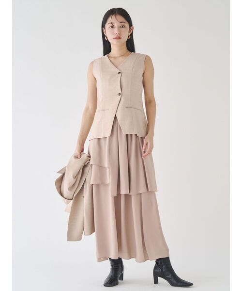 LAGUNAMOON（ラグナムーン）の「ティアードスカートドッキングベストワンピース セットアップ（ワンピース・レディース・ベージュ/グレー/ブラック・MEDIUM/SMALL）」の17枚目の写真