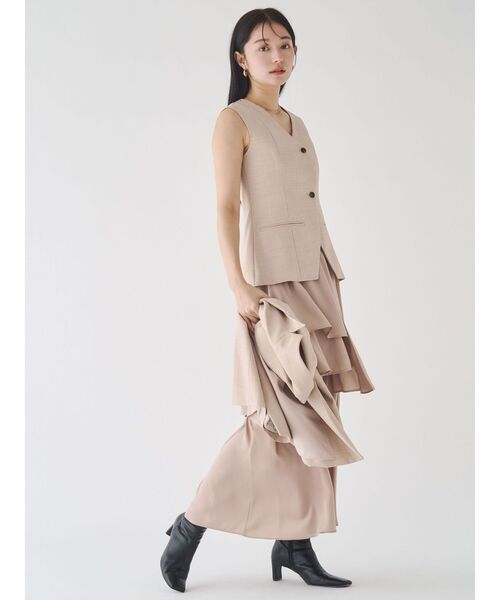 LAGUNAMOON（ラグナムーン）の「ティアードスカートドッキングベストワンピース セットアップ（ワンピース・レディース・ベージュ/グレー/ブラック・MEDIUM/SMALL）」の18枚目の写真