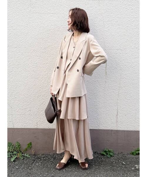 LAGUNAMOON（ラグナムーン）の「ティアードスカートドッキングベストワンピース【セットアップ対応】【夏服】【オフィスカジュアル】（ワンピース・レディース・ベージュ/グレー/ブラック/ピンク・MEDIUM/SMALL）」の21枚目の写真