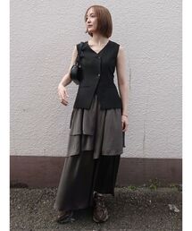 LAGUNAMOON（ラグナムーン）の「ティアードスカートドッキングベストワンピース【セットアップ対応】【春服】【オフィスカジュアル】（ワンピース）」