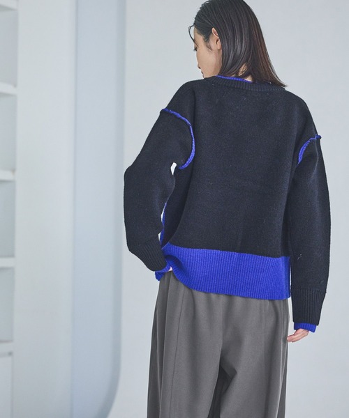 LAKOLE（ラコレ）の「7ゲージ配色ニットプルオーバー / 637047（ニット/セーター・レディース・グレー/ブラック/ブラウン・FREE）」の7枚目の写真