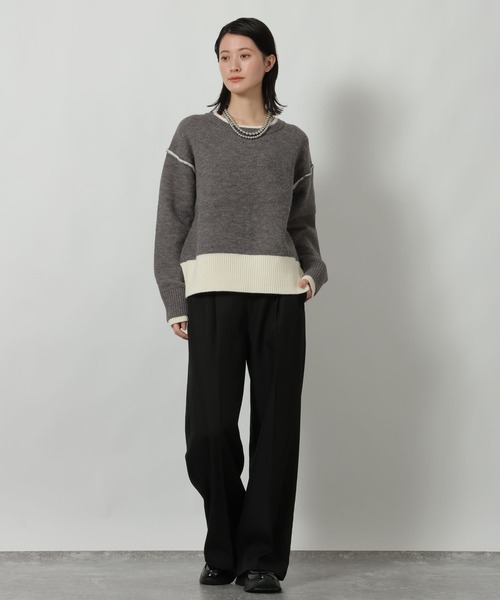 LAKOLE（ラコレ）の「7ゲージ配色ニットプルオーバー / 637047（ニット/セーター・レディース・グレー/ブラック/ブラウン・FREE）」の17枚目の写真