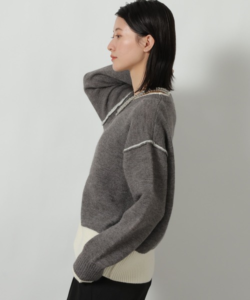 LAKOLE（ラコレ）の「7ゲージ配色ニットプルオーバー / 637047（ニット/セーター・レディース・グレー/ブラック/ブラウン・FREE）」の21枚目の写真