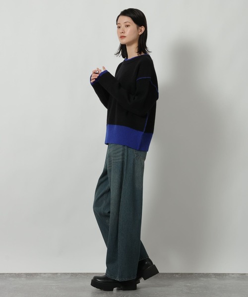 LAKOLE（ラコレ）の「7ゲージ配色ニットプルオーバー / 637047（ニット/セーター・レディース・グレー/ブラック/ブラウン・FREE）」の11枚目の写真