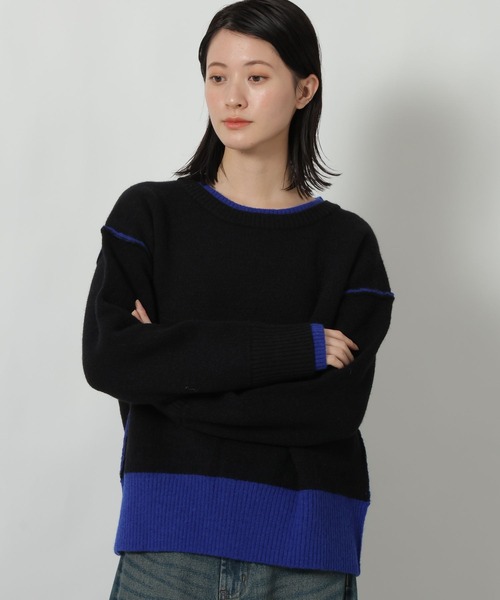 LAKOLE（ラコレ）の「7ゲージ配色ニットプルオーバー / 637047（ニット/セーター・レディース・グレー/ブラック/ブラウン・FREE）」の13枚目の写真