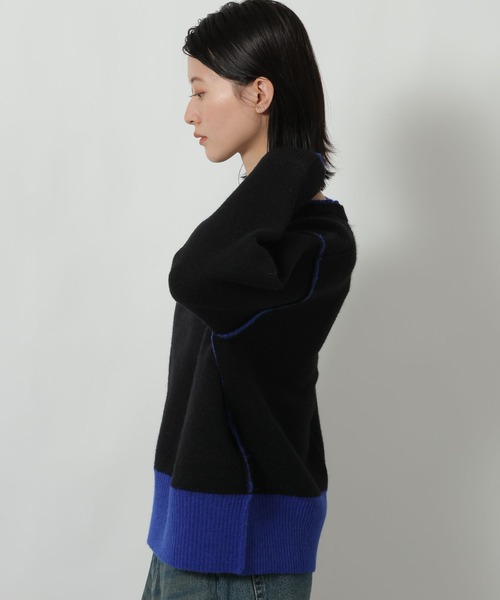 LAKOLE（ラコレ）の「7ゲージ配色ニットプルオーバー / 637047（ニット/セーター・レディース・グレー/ブラック/ブラウン・FREE）」の14枚目の写真