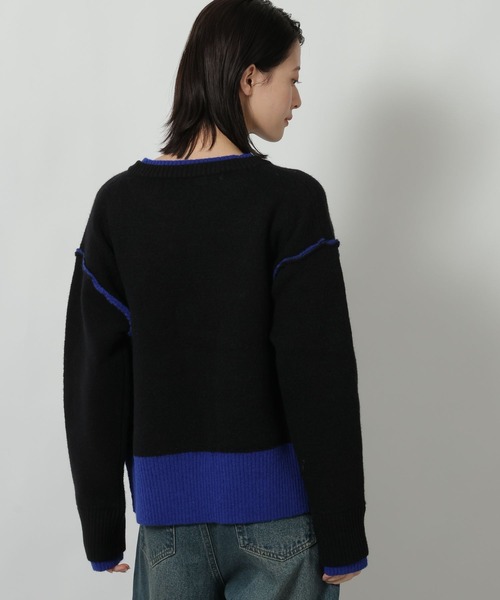 LAKOLE（ラコレ）の「7ゲージ配色ニットプルオーバー / 637047（ニット/セーター・レディース・グレー/ブラック/ブラウン・FREE）」の15枚目の写真