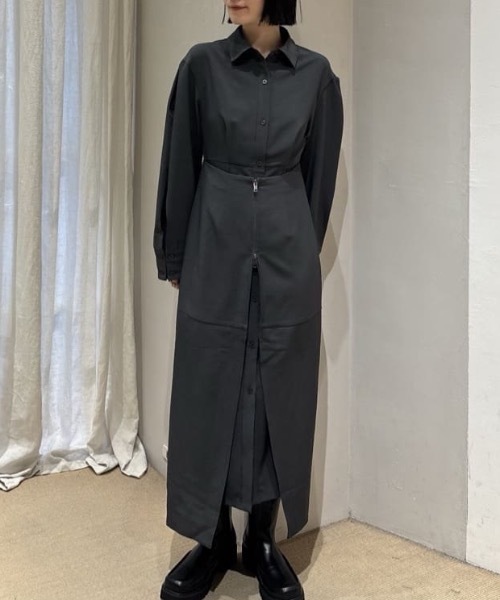 STYLEMIXER(スタイルミキサー)の「レイヤードシャツワンピース(シャツワンピース・レディース・ベージュ/グレー・SMALL/MEDIUM)」の1枚目の写真