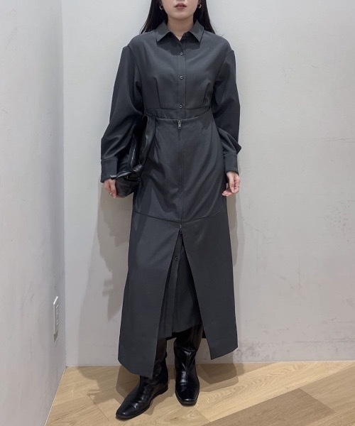 STYLEMIXER(スタイルミキサー)の「レイヤードシャツワンピース(シャツワンピース・レディース・ベージュ/グレー・SMALL/MEDIUM)」の5枚目の写真