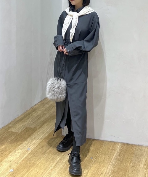 STYLEMIXER(スタイルミキサー)の「レイヤードシャツワンピース(シャツワンピース・レディース・ベージュ/グレー・SMALL/MEDIUM)」の6枚目の写真
