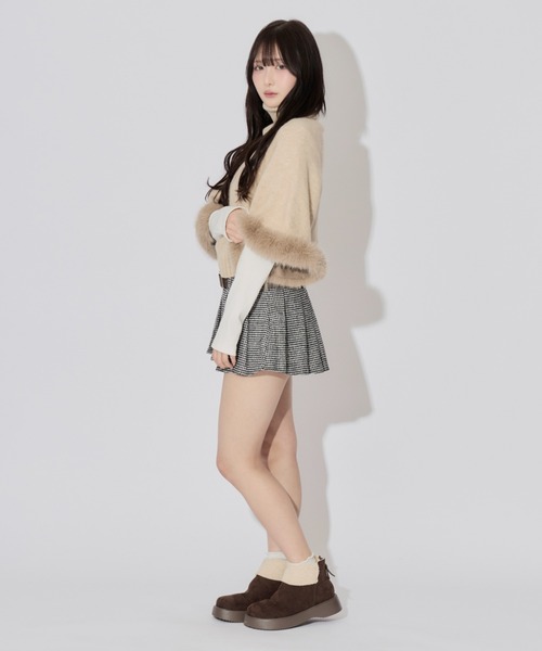 ALLuRing ChaRm(アリュリングチャーム)の「Houndstooth Check Pleated Mini Skirt / 千鳥格子チェックプリーツミニスカート ベルト付き(スカート・レディース・ホワイト×ブラック/ブラウン・S/M)」の22枚目の写真