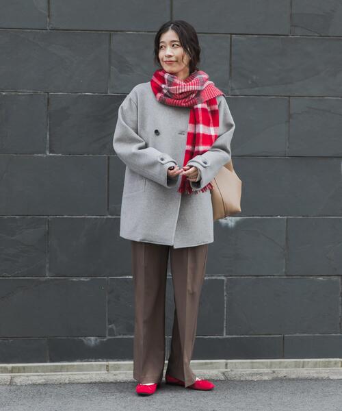 URBAN RESEARCH DOORS（アーバンリサーチドアーズ）の「ウールノーカラーコート｜冬服/暖かい/ミドル丈/通勤服/セレモニー/お出かけ（ピーコート・レディース・グレー系その他/チャコールグレー/ネイビー・MEDIUM）」の10枚目の写真