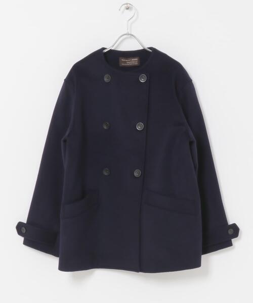 URBAN RESEARCH DOORS（アーバンリサーチドアーズ）の「ウールノーカラーコート（ピーコート・レディース・グレー系その他/チャコールグレー/ネイビー・MEDIUM）」の22枚目の写真