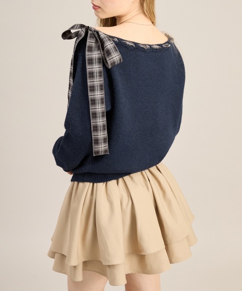 apres jour mignon（アプレジュールミニョン）の「2WAYリボンニットプルオーバー（ニット/セーター・レディース・ネイビー/グレー/ライトグレー・LARGE/フリー）」の22枚目の写真