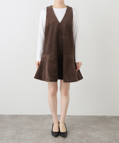 GANNI（ガニー）の「【GANNI/ガニー】 Seersucker Corduroy V-neck Mini Dr（ワンピース・レディース・ブラウン・36）」の5枚目の写真