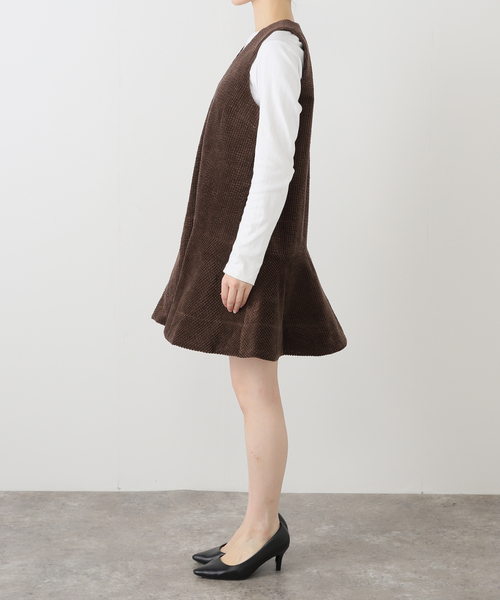 GANNI（ガニー）の「【GANNI/ガニー】 Seersucker Corduroy V-neck Mini Dr（ワンピース・レディース・ブラウン・36）」の6枚目の写真