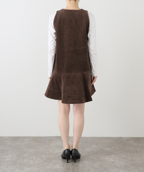 GANNI（ガニー）の「【GANNI/ガニー】 Seersucker Corduroy V-neck Mini Dr（ワンピース・レディース・ブラウン・36）」の7枚目の写真