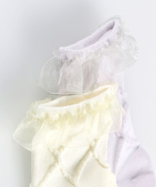 BRANSHES（ブランシェス）の「フリルフロートソックス（ソックス/靴下・キッズ・アイボリー/ラベンダー・L(19～21cm)/M(16～18cm)/S(13～15cm)）」の4枚目の写真