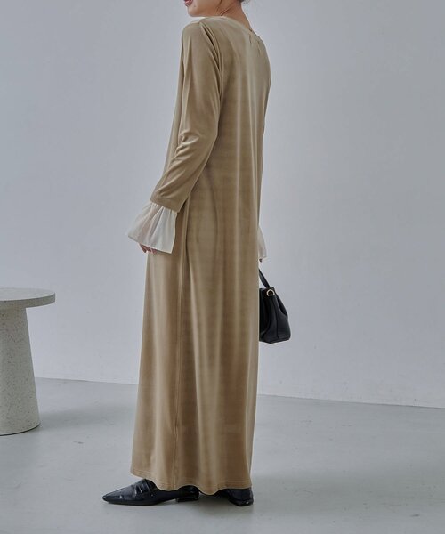 CAPRICIEUX LE'MAGE（カプリシューレマージュ）の「【低身長サイズあり】フレアスリーブベロアワンピース（ワンピース・レディース・ブラック/ベージュ/ブラウン・PS/FREE）」の7枚目の写真