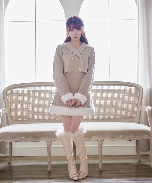 Rose Muse（ロゼミューズ）の「fake fur switching mini SK（スカート・レディース・ベージュ・SMALL）」の2枚目の写真
