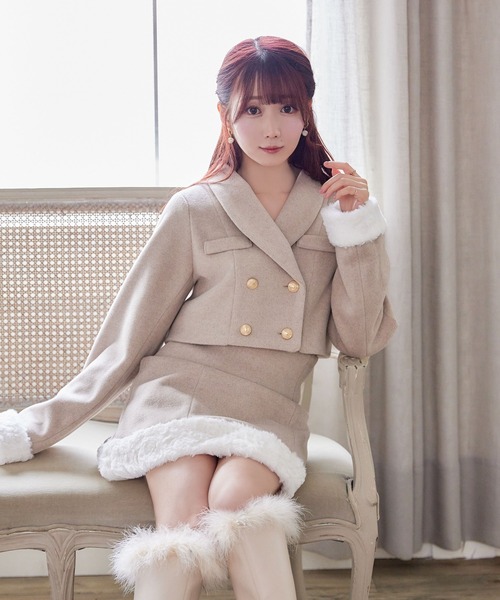 Rose Muse（ロゼミューズ）の「fake fur switching mini SK（スカート・レディース・ベージュ・SMALL）」の3枚目の写真