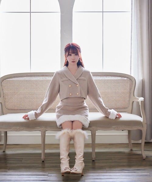 Rose Muse（ロゼミューズ）の「fake fur switching mini SK（スカート・レディース・ベージュ・SMALL）」の6枚目の写真
