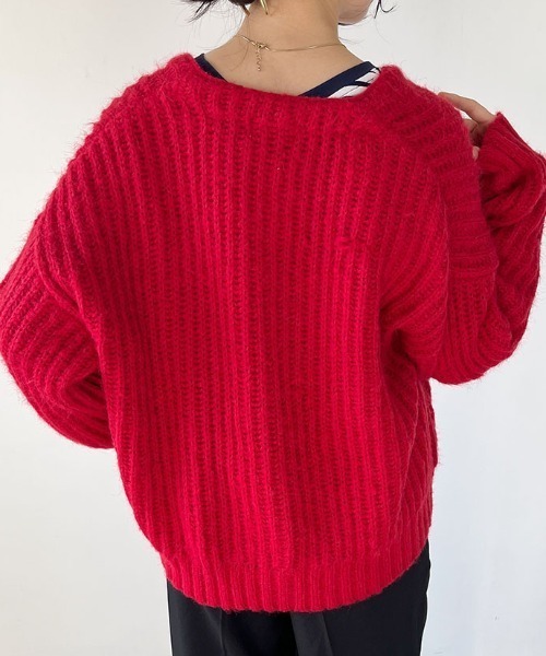 Mac-House(マックハウス)の「畦編みVネックパフスリーブカーディガン(カーディガン/ボレロ・レディース・ブラック/ホワイト/グリーン/イエロー・FREE)」の22枚目の写真