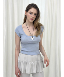 LOWEN SCOOP NECK T-SHIRT / SKYBLUE