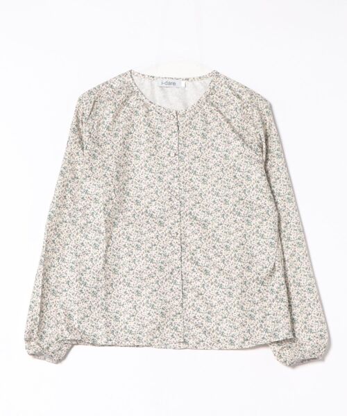 i-dare(アイディア)の「【i-dare】小花柄 ノーカラー 長袖 ブラウス(シャツ/ブラウス・レディース・レッド/グリーン・SMALL/MEDIUM/X-LARGE/LARGE)」の8枚目の写真