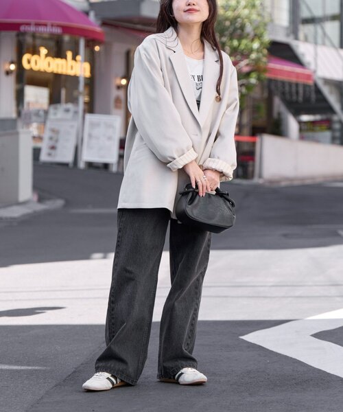 CIAOPANIC TYPY（チャオパニックティピー）の「袖折り返しオーバーサイズテーラージャケット（テーラードジャケット・レディース・イエロー/グレー/アイボリー・ONE SIZE）」の8枚目の写真